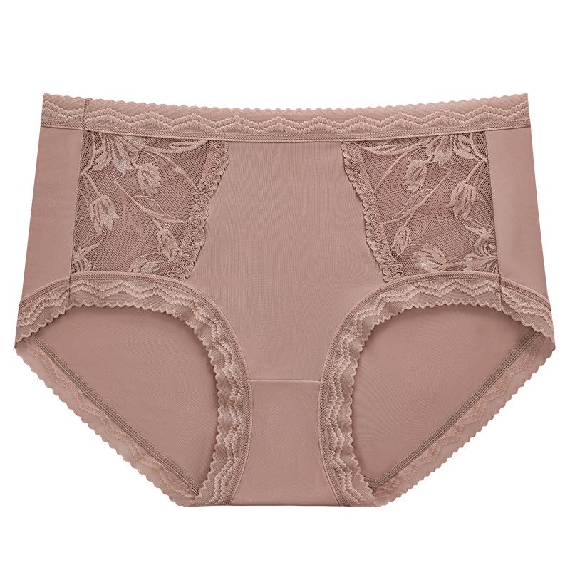 Women's Summer Ice Silk Mid-Waist Lace Panties - Breathable, Seamless, Comfortable with Antibacterial Cotton Crotch