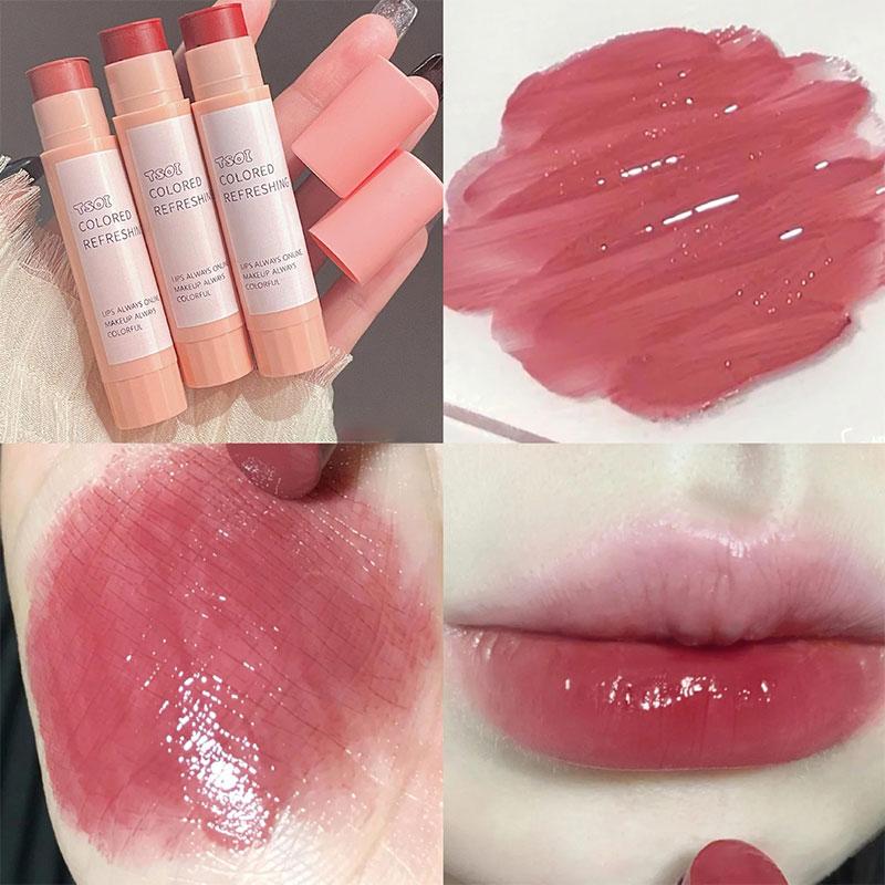 Fruity Natural Clear Lip Balm Nourishing Cherry Lip-Primer Mask Cute Jelly Tinted Gloss Stick Lighten Lines Plump Lip Care