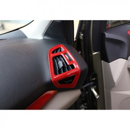 Cover Trim Front Side Vent Overlay Red Carbon Fiber 2013-15 For Ford Kuga Escape