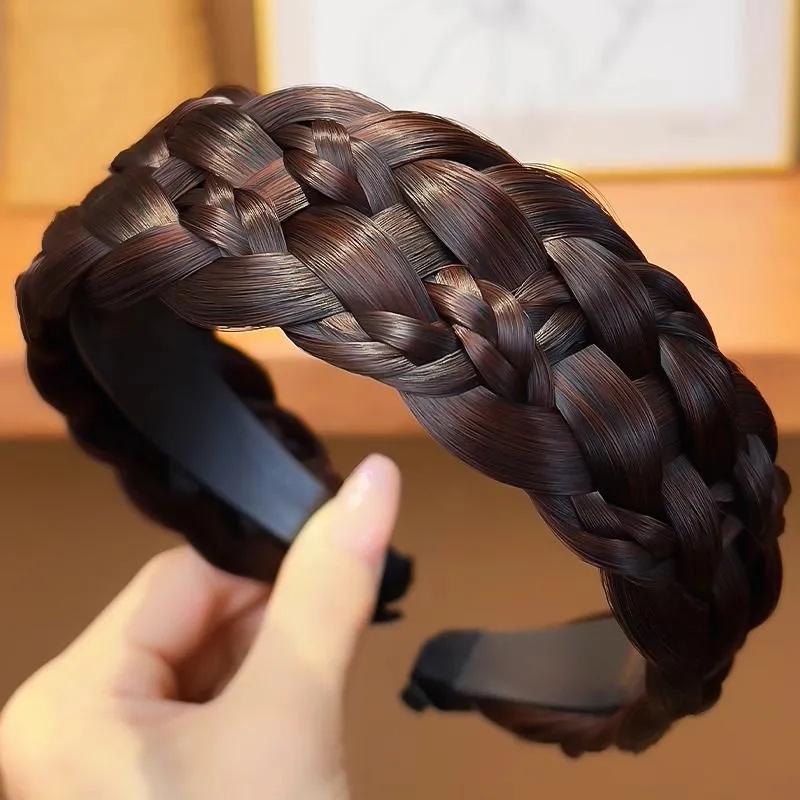 Wide Edge Fishbone Braided Headband Wig – Covers Hairline & High Skull Top