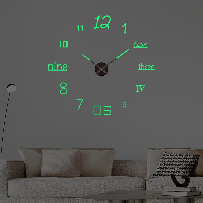 Nordic Silent Diy Wall Clock, Living Room Clock, No Need for Drilling, Simple and Individual Wall Sticker Clock, Minimalist Wall-mounted Style