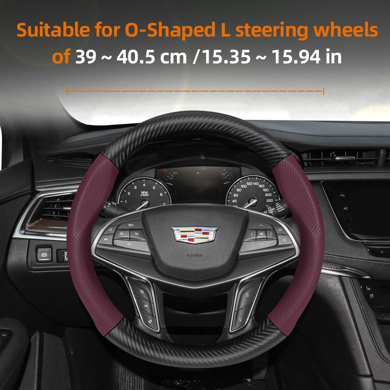 Suitable for Cadillac Breathable Hole Leather Matte Carbon Fiber Texture Steering Wheel Cover Suitable for Cts 2013 Ct4 Carbon Interior Ct5 Xt5 Xt4 X