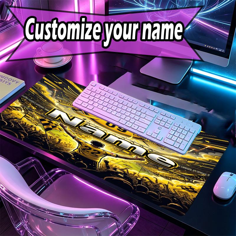 Custom Name Personalized Borussia Dortmund Bvb Pattern Mousepad, Laptop PC Desk Mat, Decorative Desk Mat for Home Keyboard Pad Gift