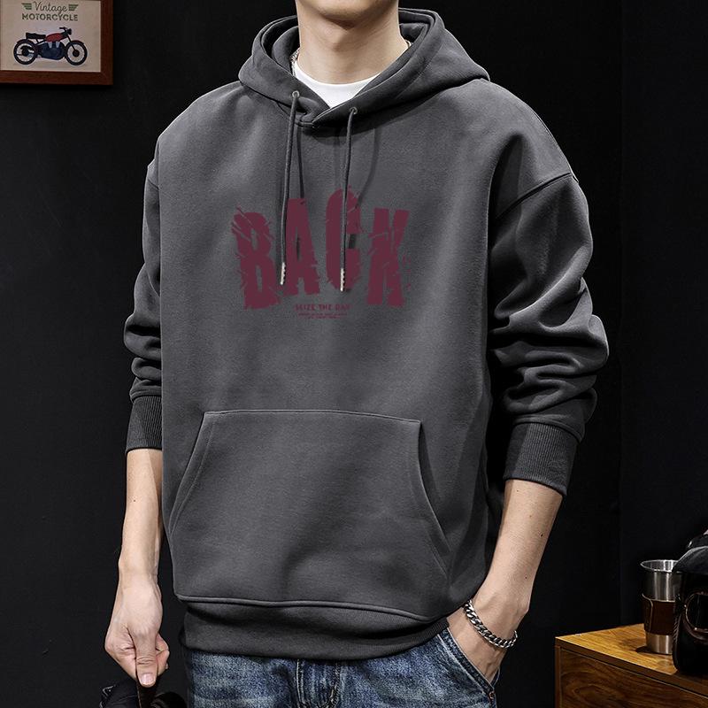 Men's Heavyweight Letter Print Hoodie - Autumn/Winter Thick Casual Jacket for Teens & Adults