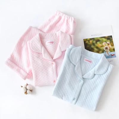New Autumn and Winter Pajamas Ladies Pure Cotton Long-sleeved Thick Warm Winter Home Service Suit Solid Color Cardigan Sleepwear