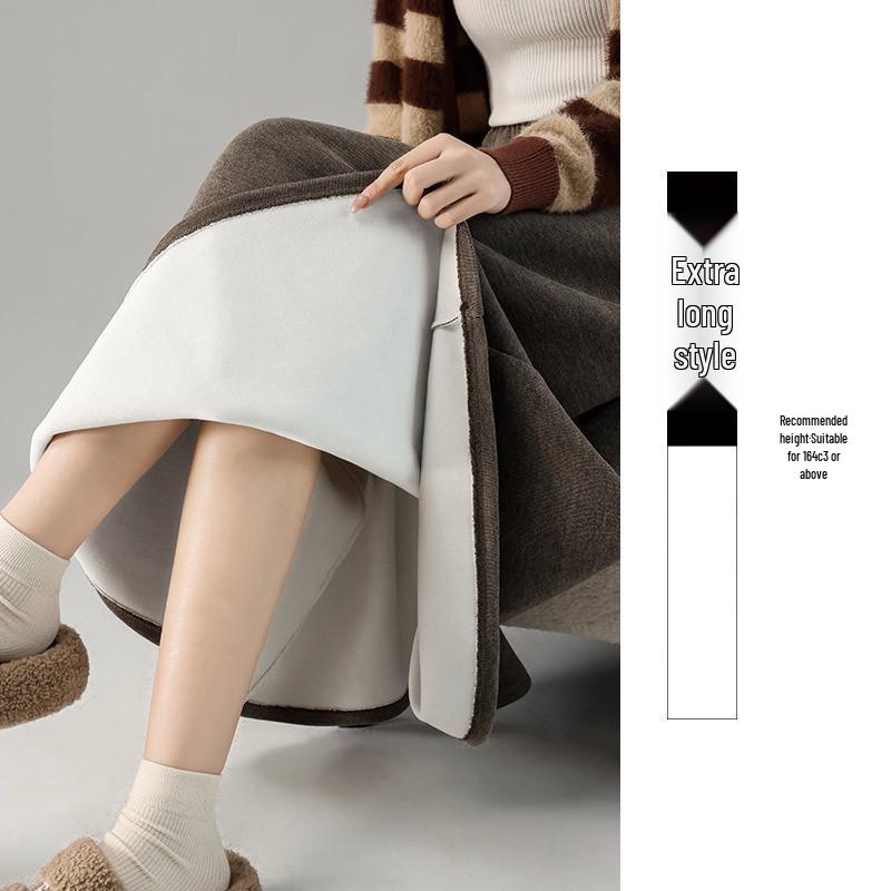 Women's High Waist Gray A-Line Skirt - Early Spring 2026 Collection, Slimming Mid-Length Design