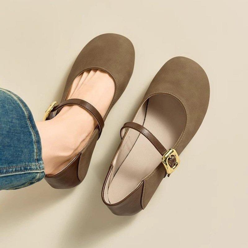 

Женские осенние туфли Мэри Джейн на плоской подошве в стиле ретро, из мягкой кожи, на низком каблуке 40 коричневый