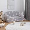 Vidaxl 2-Os. Sofa For Children, Fold-out, Grey With Stars, Plush