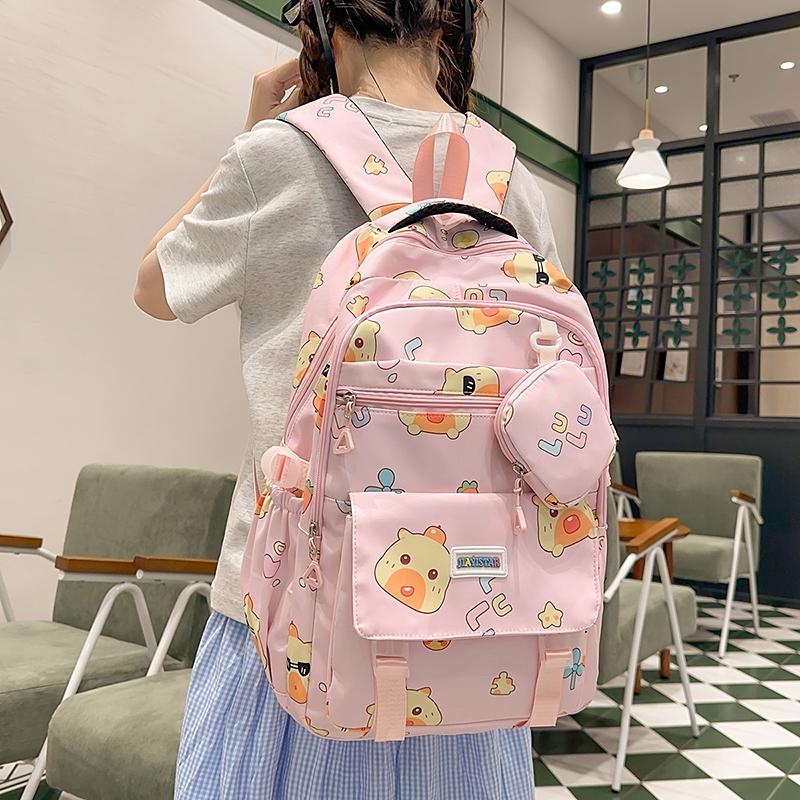 Cartoon Print Student Schoolbag Women's Backpack Large Capacity Backpack
