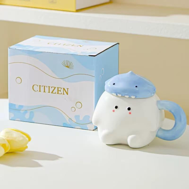 Cute cute ceramic mug birthday gift girl student souvenir couple pair cup ceramic cup with lid