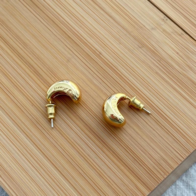 Minimalist Crescent Moon Earrings Women Post Copper 18K Gold Plated Geometric Studs Simple Office Jewelry