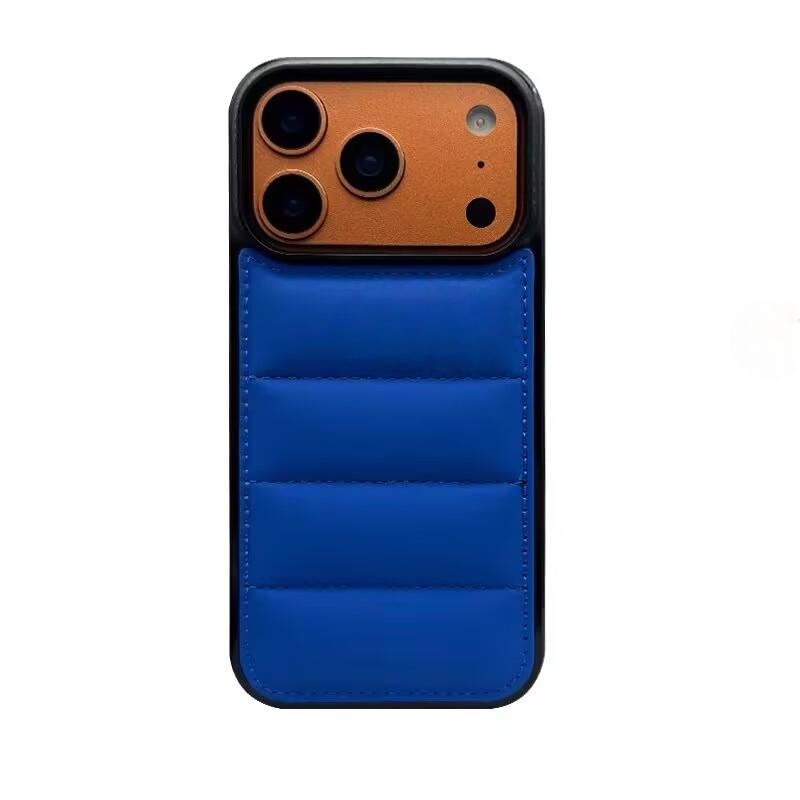 Luxus Daunenjacke Puffer Handyhülle für iPhone 17 Air 15 16 14 Plus 13 12 11 17 Pro Max Weicher Stoff Silikon Candy Cover Funda