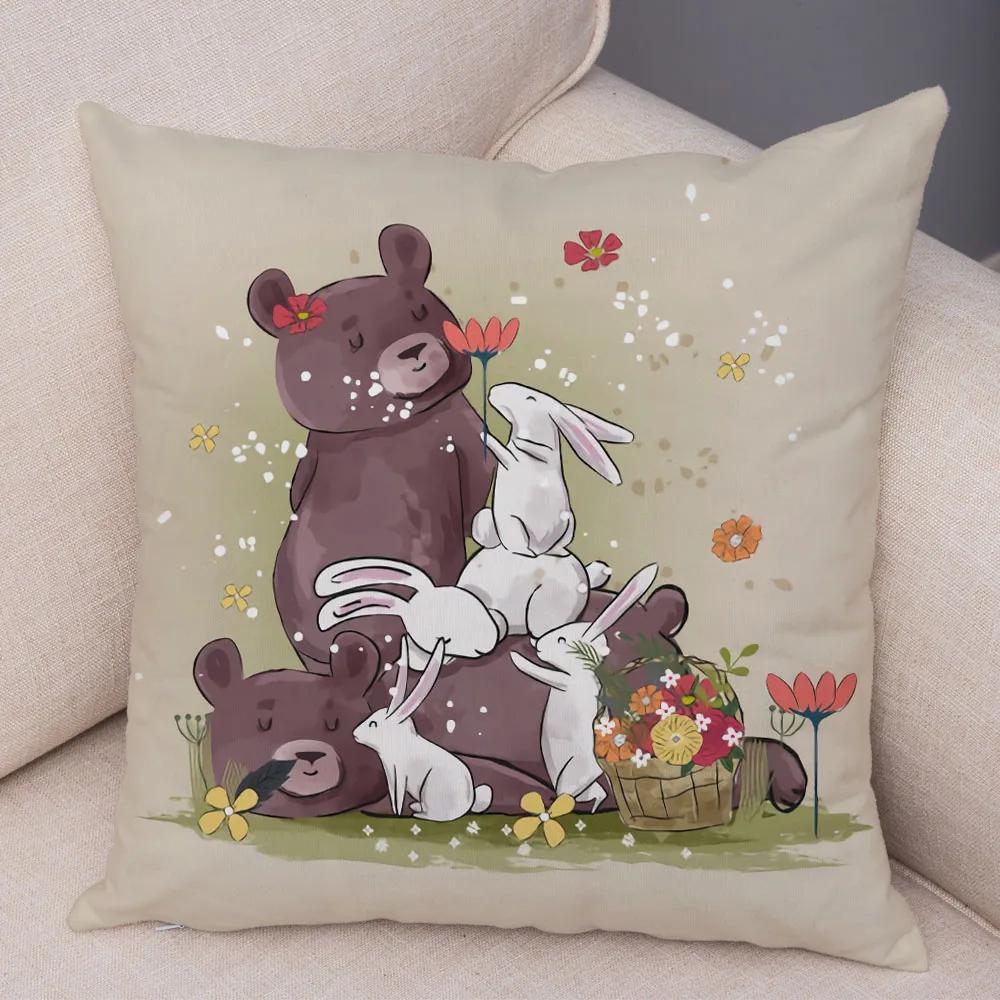 Home Decoration Colorful Cartoon Panda Bear Kids Sofa Car Pillow Cover Cute Animal Cushion Cover funda de almohada