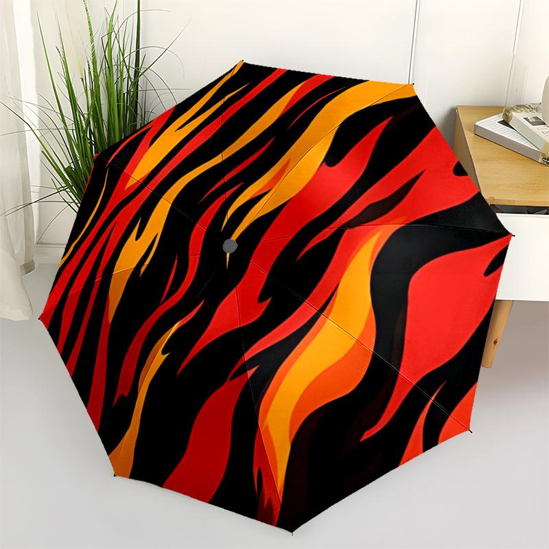 1pc Flame PatternAutomatic Open/close Umbrella, 8-Rib Sturdy Structure, Portable Travel Umbrella, Parties, Everyday Usec62