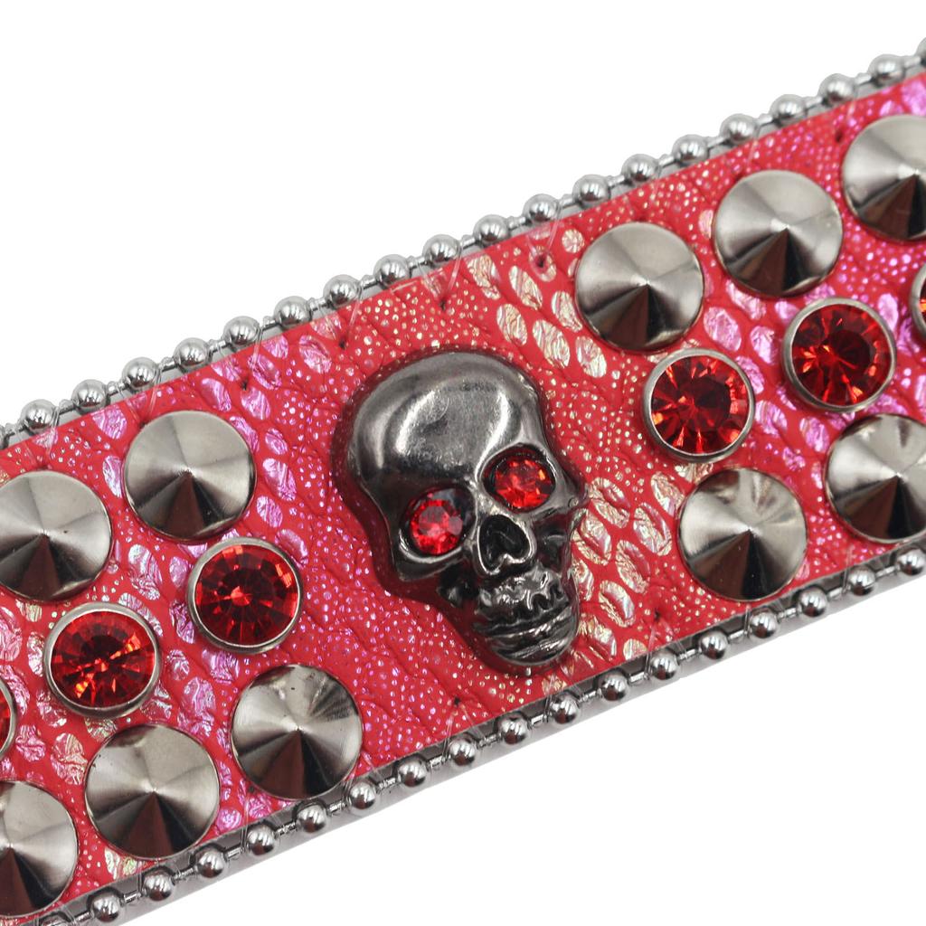 Amerikanisches Strassnietenarmband, Punk Gothic Personalisierter Schmuck mit kleinem Totenkopf verziert