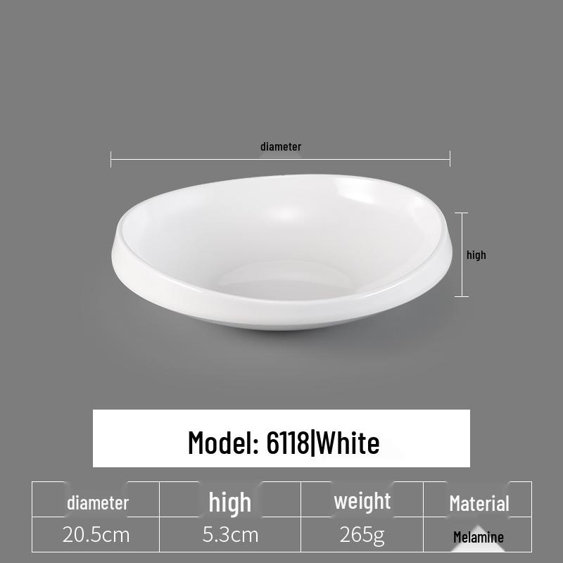 Irregular Shaped White Melamine Plates for Hotel & Restaurant - Porcelain Imitation Cold Dish Saucers
