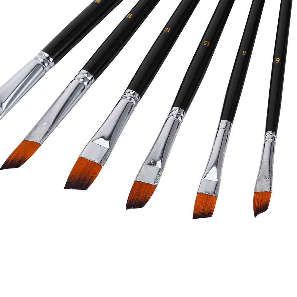 Nylon Oblique Flat Tip Brush Brush Set Wooden   Handle Brush for Students Artists