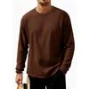 Men Waffle Knit Long Sleeve Crew Neck Casual T-Shirt