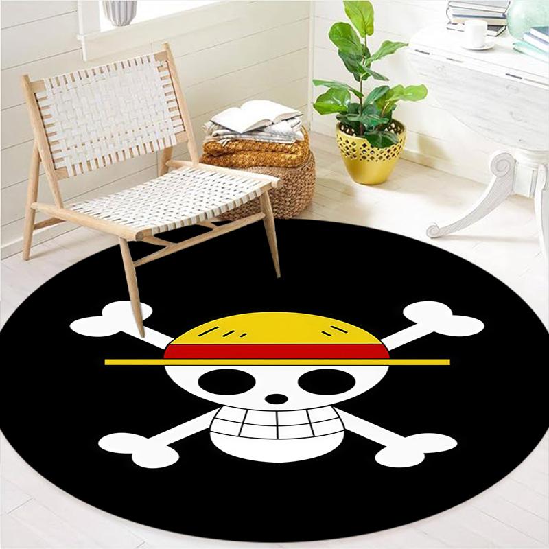 One Piece Anime Round Area Rug Carpet Rug For Living Room Bedroom Sofa Playroom Decor Nonslip Floor Mat