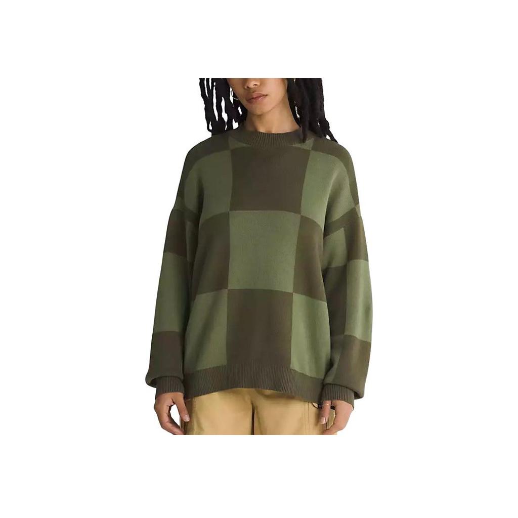 Vans Vortex Pullover Karomuster Rundhalsausschnitt Locker Langarm Pullover Damen Pullover Grün VN000G3GAMB