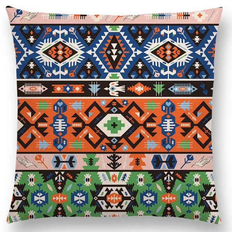 Colorful Seamless Aztec Decorative Prints Sofa Throw Pillow Case Fancy Abstract Geometric Vector Pattern Tribal Cushion Cover