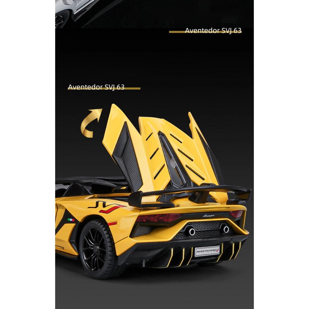 1/24 Lamborghinis Aventador SVJ63 Modelo em Liga Leve Carro Brinquedo Diecasts Fundição de Metal Som e Luz Carros Brinquedos para Crianças Veículo