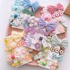 8/9pcs Set Cute Korean Haipins for Baby Girls Big Lattice Bow Floral Kawaii Cartoon Princess Hair Clip Baby Girl Hair Accessories