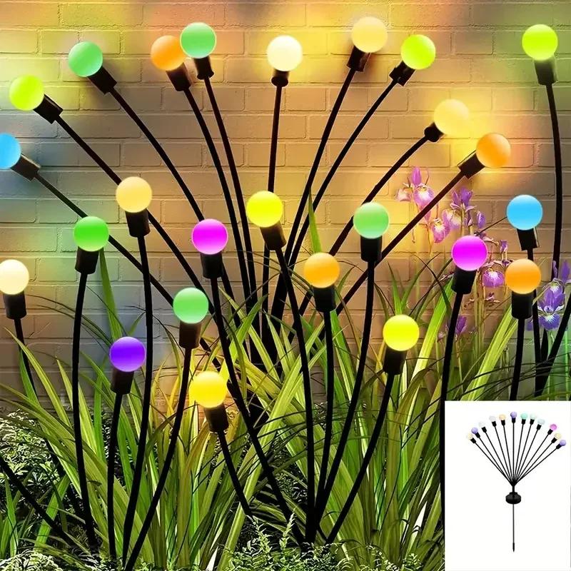 Outdoor Solar Pathway Light Waterproof 6/8/10 Heads Led Powered Swaying Firefly Lamp Star Burst Solar Firefly Garden Light