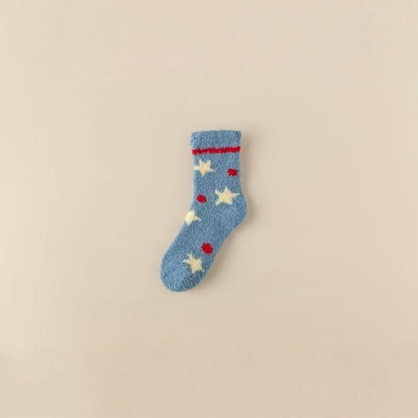2025 Autumn/Winter Thick Coral Fleece Cartoon Mid-Calf Sleep Socks - Warm, Breathable, and Sweat-Absorbent Home Floor Socks.