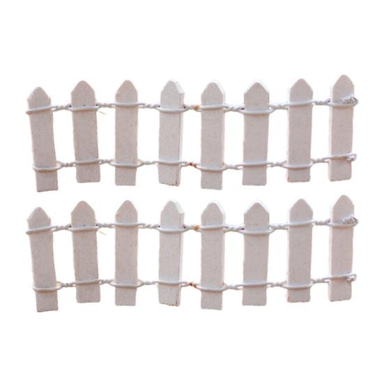 2 Pcs Mini Wood Fence Micro Landscape Ornaments 4x1.2 Inch Miniature Fairy Garden Picket Fence Figurine for Dollhouse Home Garden Plant Pot DIY Crafts