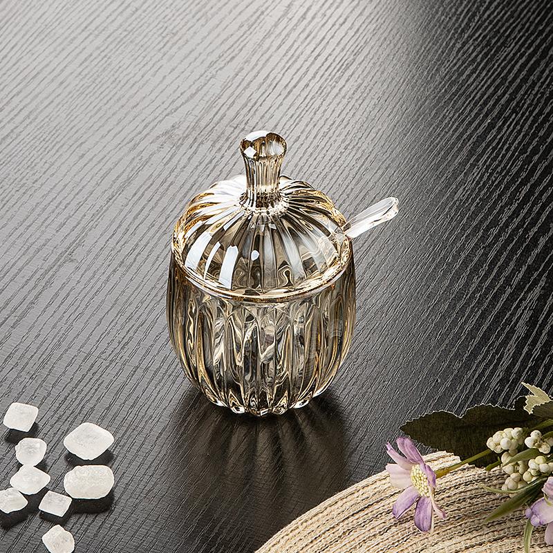 Kitchen Seasoning Jar with Lid Moisture-proof and Ash-proof Crystal Glass Storage Jar Storage Box Salt Jar Seasoning Box