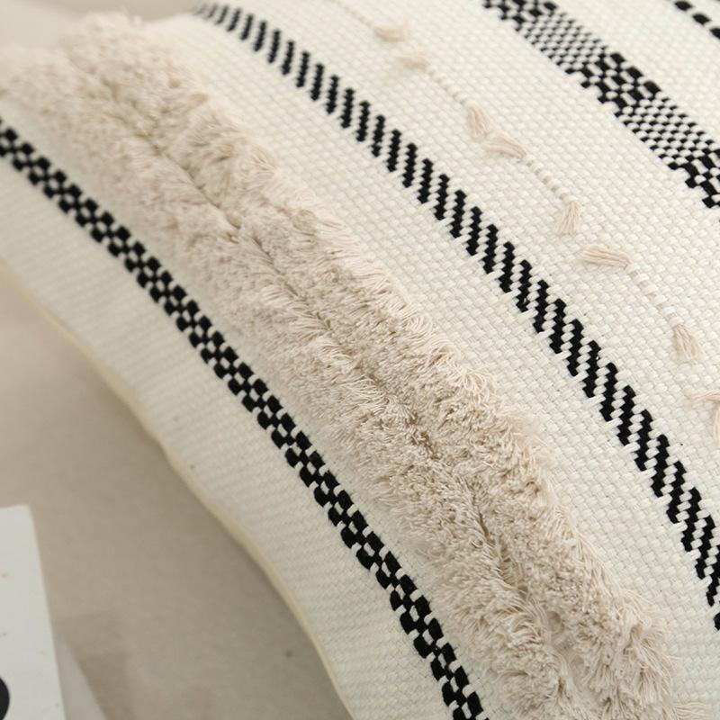 Federa Semplice Trapuntata Cuscini Ricamo Jacquard Camera da Letto Cotone Cuscino Decorativo Boho Copricuscino per Testiera del Divano 45X45