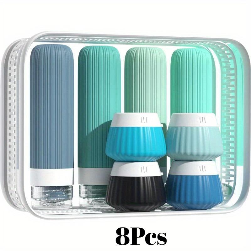 8pcs Toiletry Travel Bottle Set Portable Silicone Toiletries Containers Leak-Proof Squeeze Bottles Face Cream Makeup Storage Jar