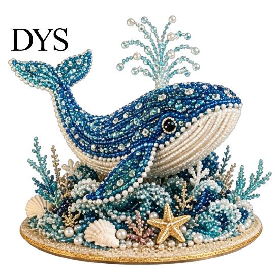 Handgemachte Geschenkideen für Freunde Perlen-Meeresbewohner DIY-Set, 3D-Krake-Hai-Bastelprojekt Meeresbewohner Perlenkunst Projekt für Erwachsene, Küsten-Wohnkultur