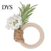 Artificial Flower Napkin Rings Rosemary Ring, Farmhouse Wooden Ring Holder, Rustic Faux Decorative Holders for Weddings Wedding Bridal Shower