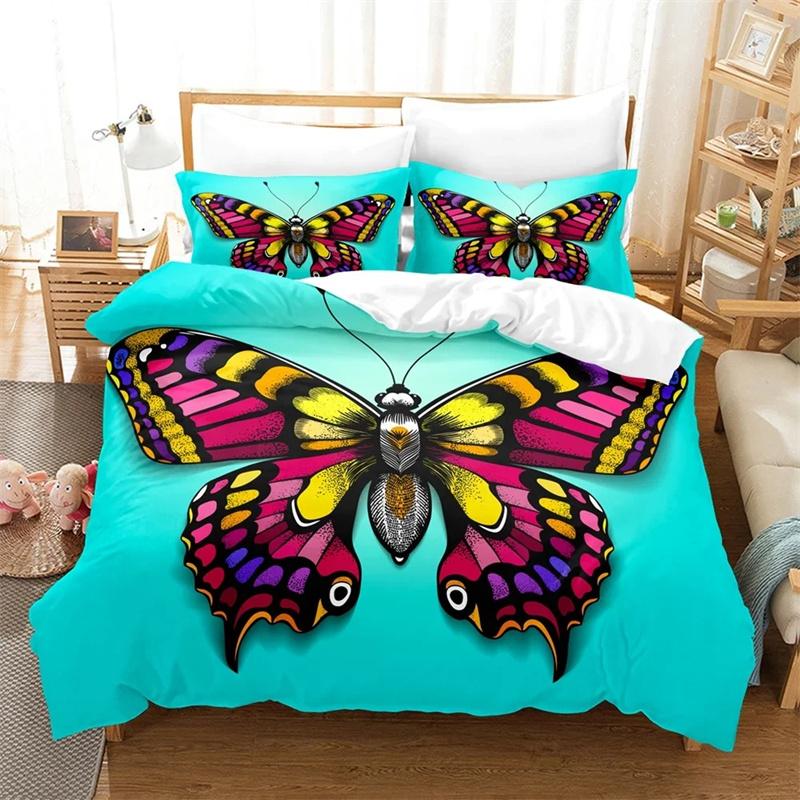3D Printed Magic Butterfly Pattern Bedding Sets Exquisite Bed Supplies Set Duvet Cover Bed Comforter Set Luxury Birthday Gift