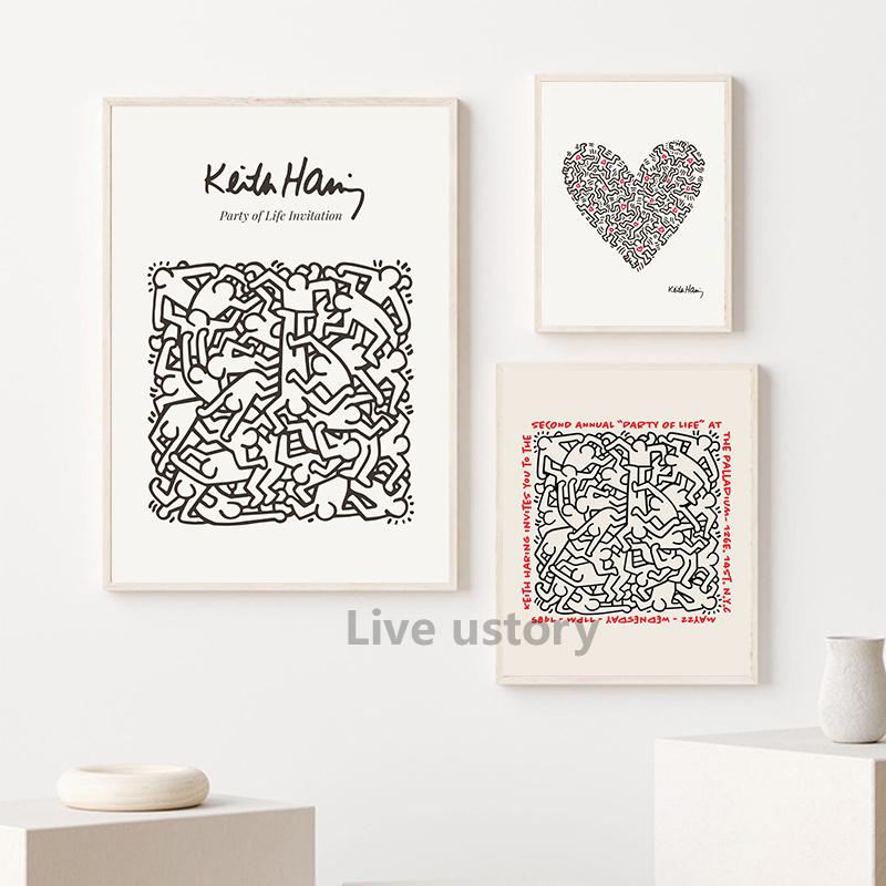 Keith Art Exhibition Poster Vintage Pop Canvas Painting Gallery Wall Art Pictures Pisa Abstract Print Home Decor For Living Room