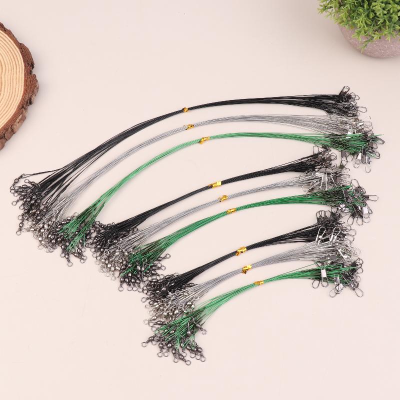 20 stk Anti-bitt Stål Fiskesene Ståltråd Fortom Med Svivel Fisketilbehør Blykjerne Fiskesene 15/20/30 cm