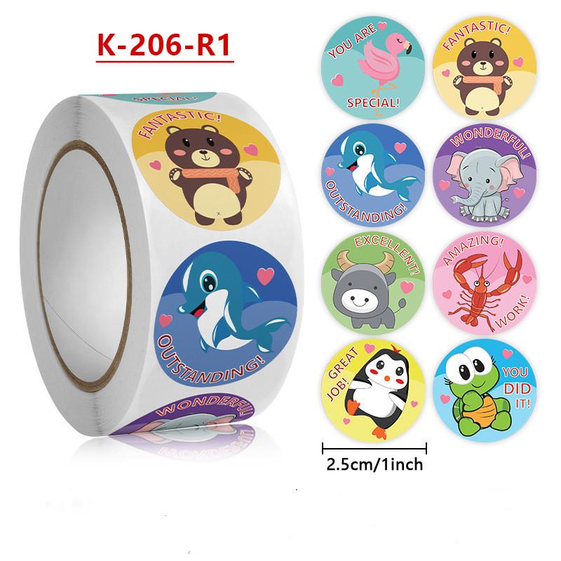 Stickers Cat 500 Pcs/roll Teacher Reward Sticker Fun Motivation Animal Sticker For School Teacher Student Stationery Stickers