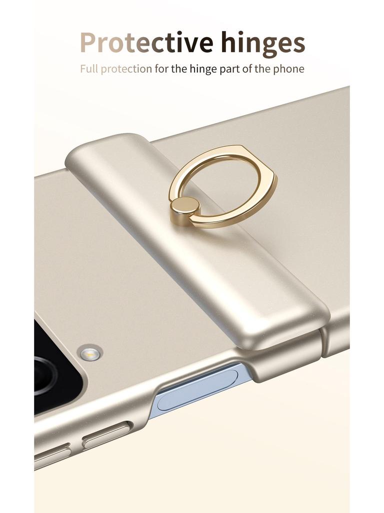 Samsung ZFlip3/4 Electroplated Full-Coverage Drop-Proof Case with Hinge Ring Holder