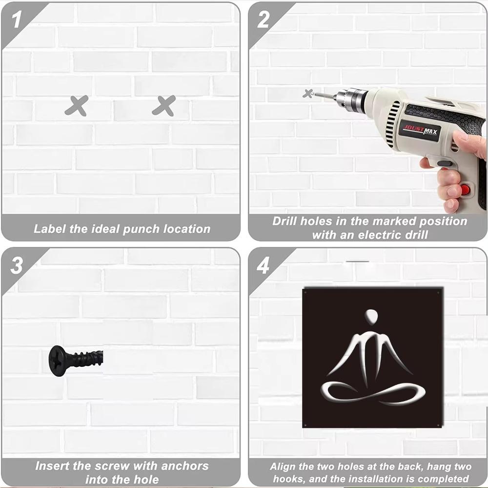 1 Stück Meditationswandkunst-Dekor, Meditierender Mann, Metall-Silhouette, Wanddekoration, schwarze Wandkunst, Metalldekor, Kinderzimmer-Schlafzimmer-Dekor