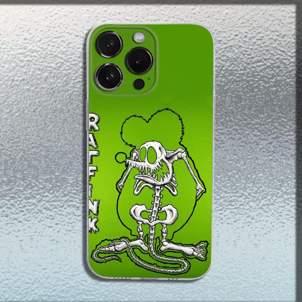 Rat F-Fink Art Design Phone Case For iPhone 16,15,14,13,12,11 Plus,Pro,Max,XR,XS,X,Plus,SE,Mini Transparent Soft Cover