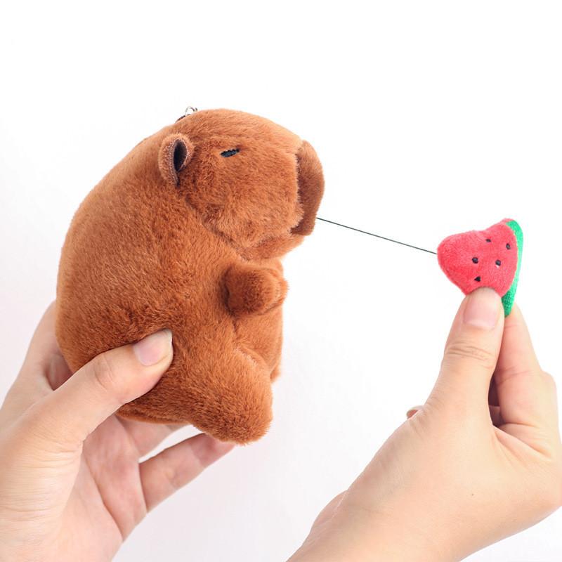 Creative Strawberry Watermelon Ice Cream Capybara Plush Toy Pendant Keychain For Kids Gift