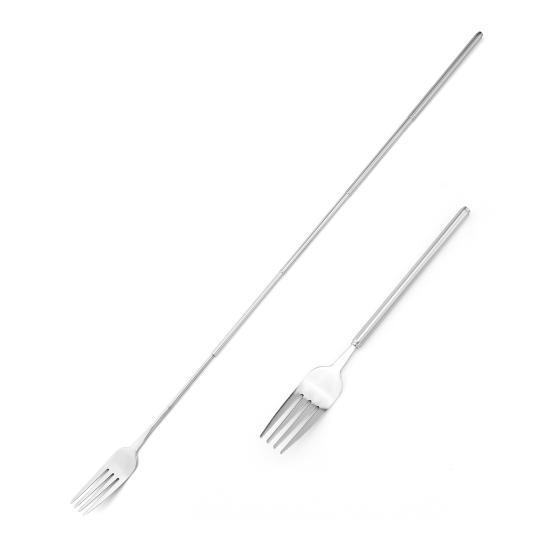 Telescopic Stainless Steel Fork And Spoon Long Handle BBQ Cutlery Portable Utensils for Outdoor Camping