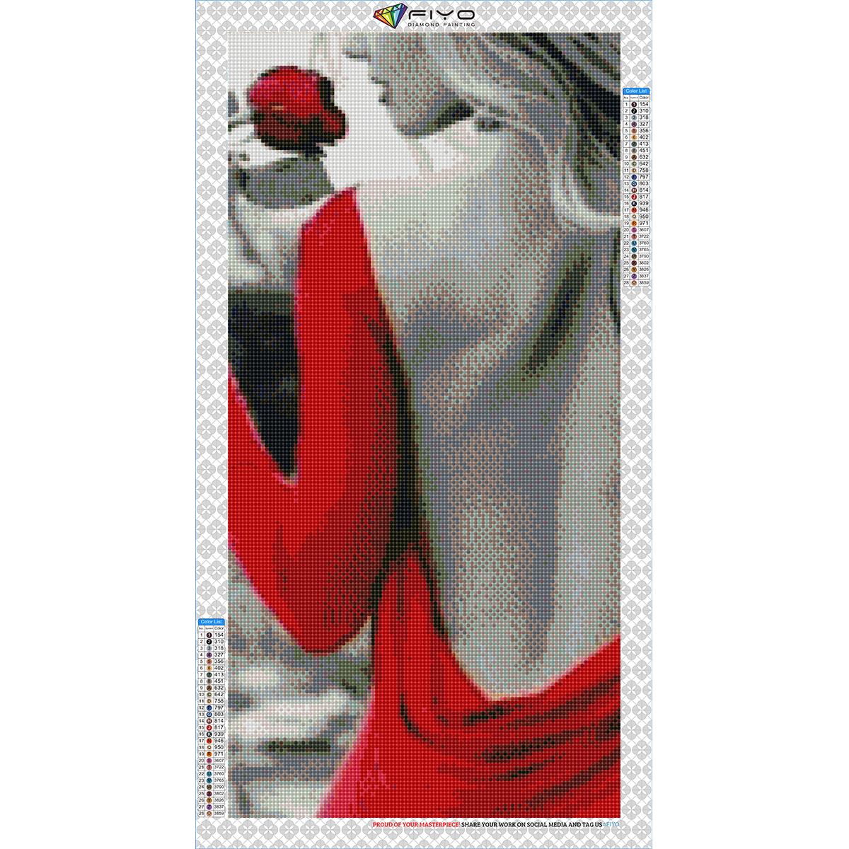 

5D DIY Рамка Алмазная картина Сексуальная женщина Вышивка Красная роза Полный квадратный мозаичный цветок Картина из горного хрусталя Домашний декор Full Square 20x40CM