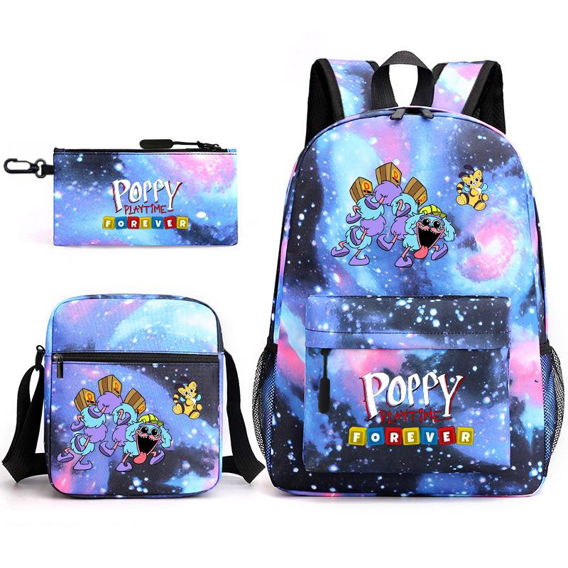 Poppy's Game Time Starry Sky Elementary School Bag Nightmare Animal Large Capacity Backpack Three-piece Set