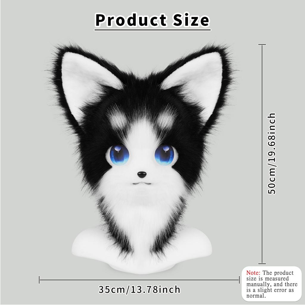 Tierisch Felliger Fursuit Kopfmaske Plüsch Katze Fuchs Maske Kostüm Requisiten für Halloween Cosplay Party