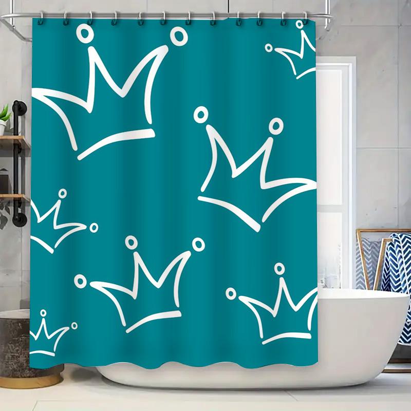 

Royal Crown Shower Curtain Blue White Pattern Waterproof Bathroom Decor For Home Decoration W60H190(CM)-1 Pcs