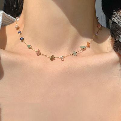 La modă, drăguț, dulce, colier de piatră naturală pentru femei, fete, vară, simplu, cristal, claviculă, lanț, choker, colier, bijuterii noi, cadou