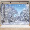 Winter Forest Scene Backdrop for Photography Snow Snowflake Xmas Tree Natural Landscape Christmas Baby Portrait Photo Background